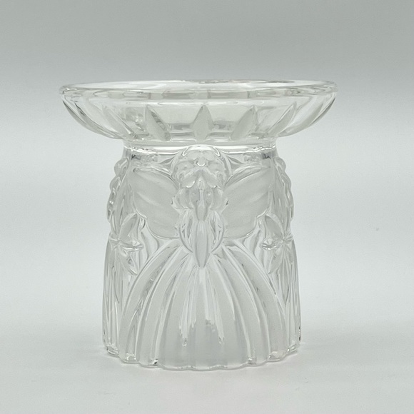 Gorham Angels Of Peace Crystal Pillar Candle Holder Frosted Germany Christmas - Picture 5 of 13
